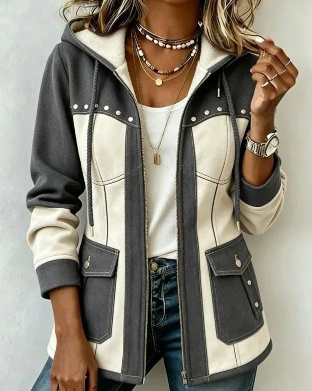 Veronique | Two-Tone Hooded Fall Jacket
