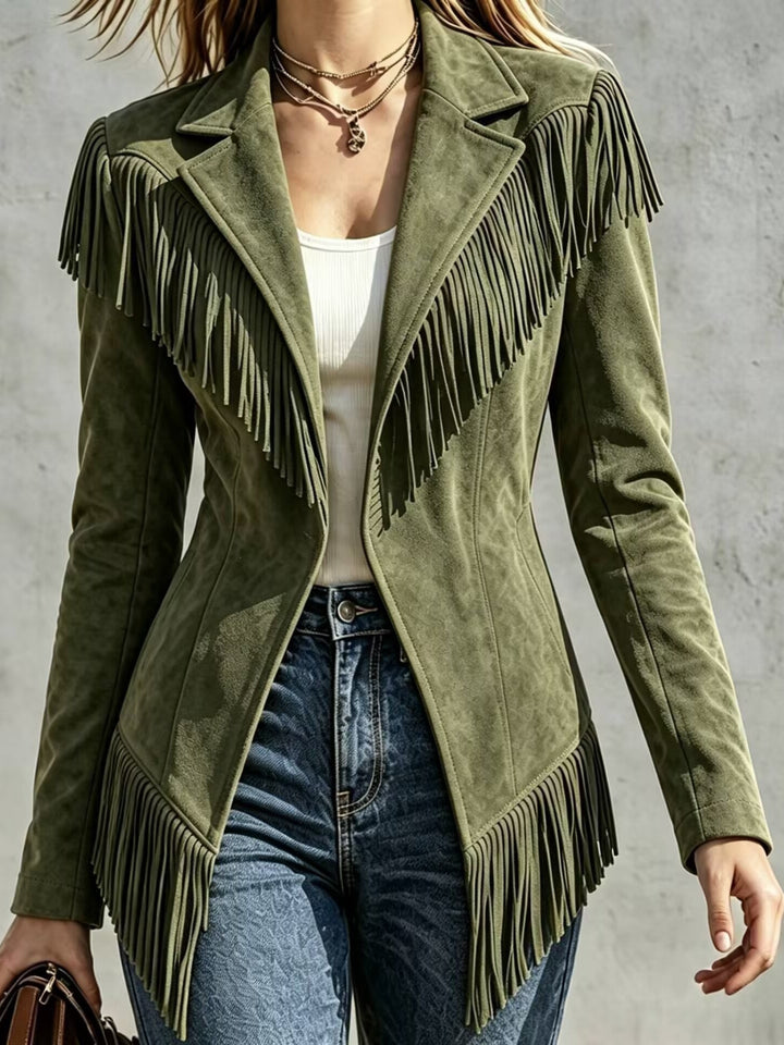 Lucienne – Faux Suede Fringe Jacket