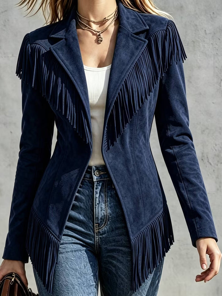Lucienne – Faux Suede Fringe Jacket