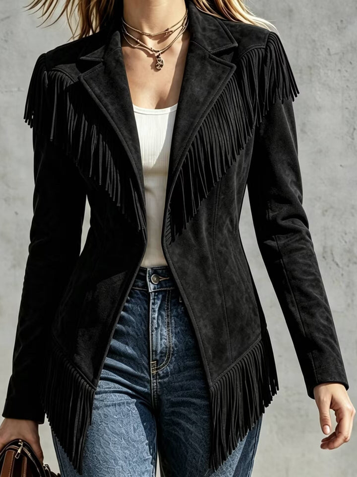 Lucienne – Faux Suede Fringe Jacket