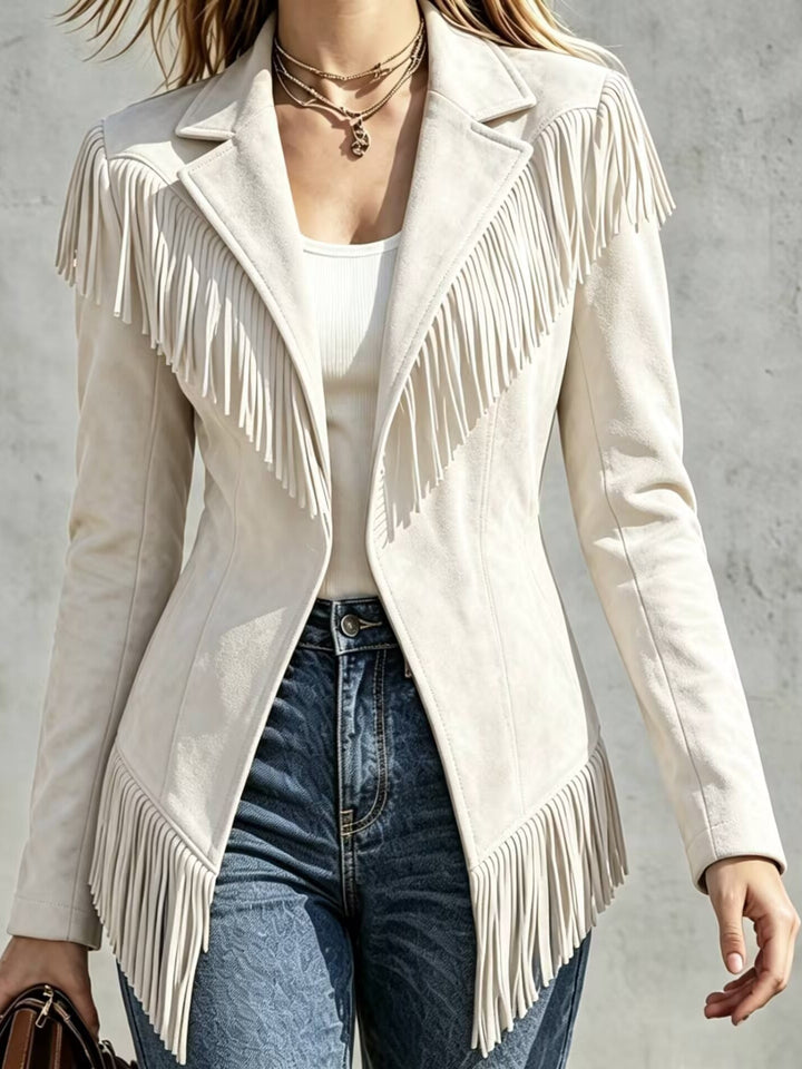 Lucienne – Faux Suede Fringe Jacket