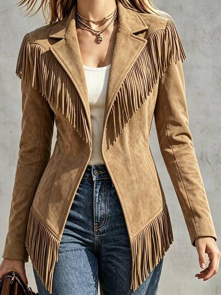 Lucienne – Faux Suede Fringe Jacket