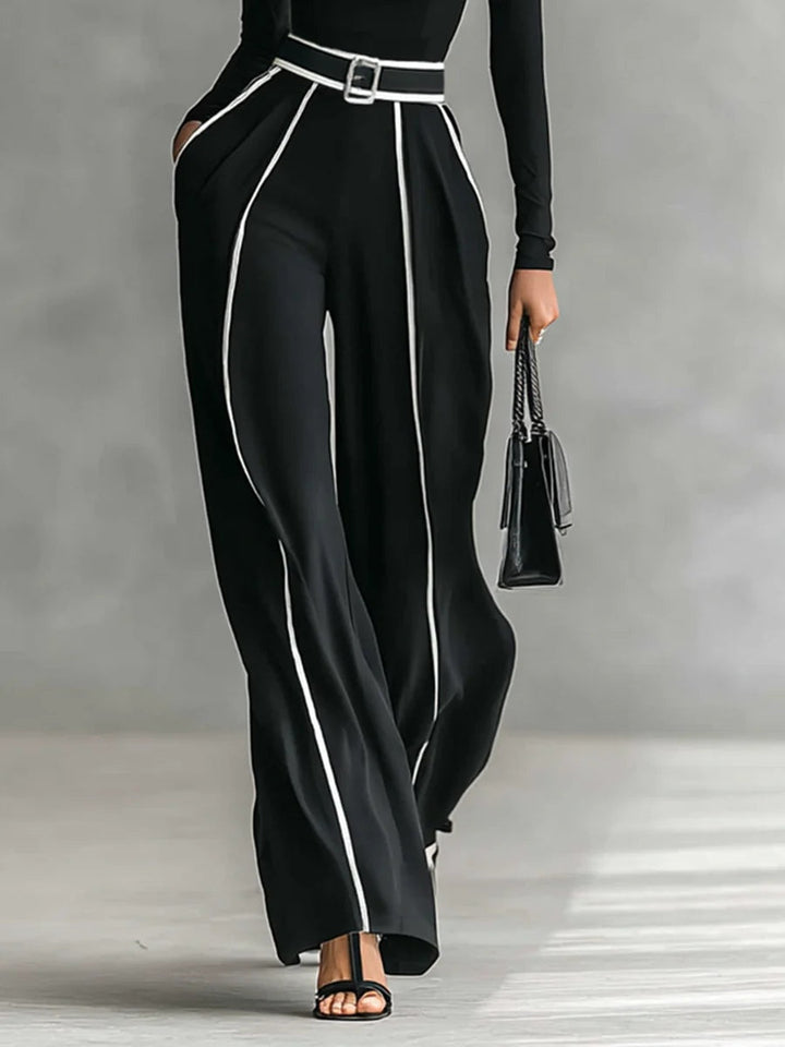 Emma | Elegant High Neck Set with Wide-Leg Pants