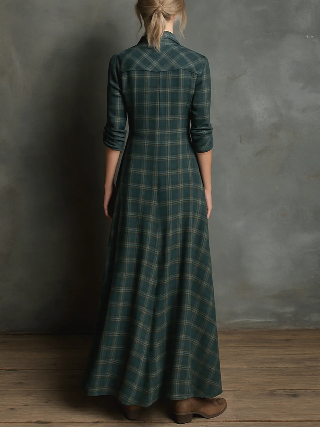 Valentina | Plaid Button-Front Maxi Shirt Dress