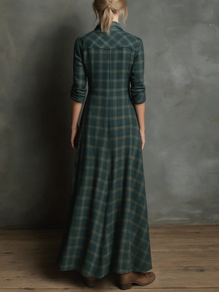Valentina | Plaid Button-Front Maxi Shirt Dress
