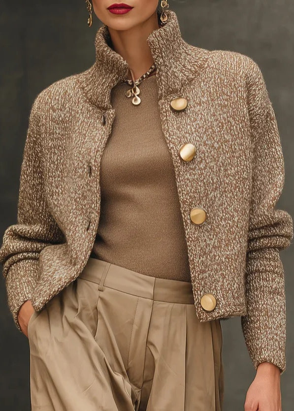 Simone – Cropped Stand-Collar Cardigan