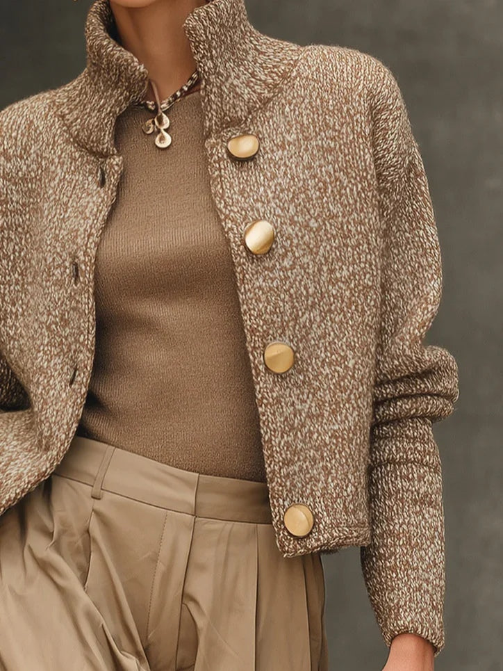 Simone – Cropped Stand-Collar Cardigan