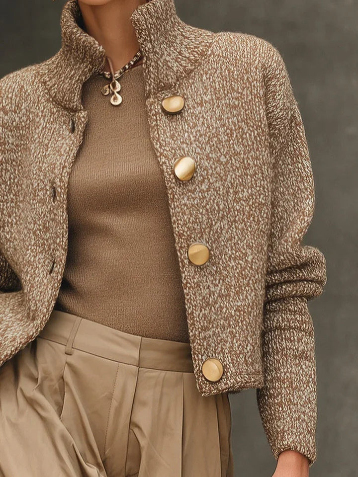 Simone – Cropped Stand-Collar Cardigan
