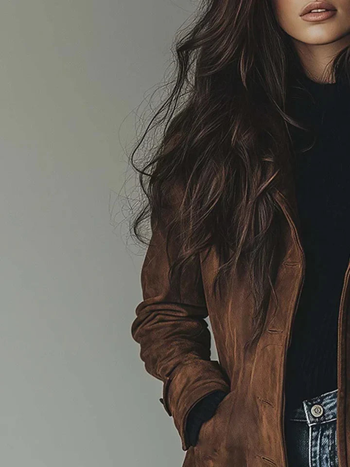Sylvie – Elegant Suede-Texture Coat