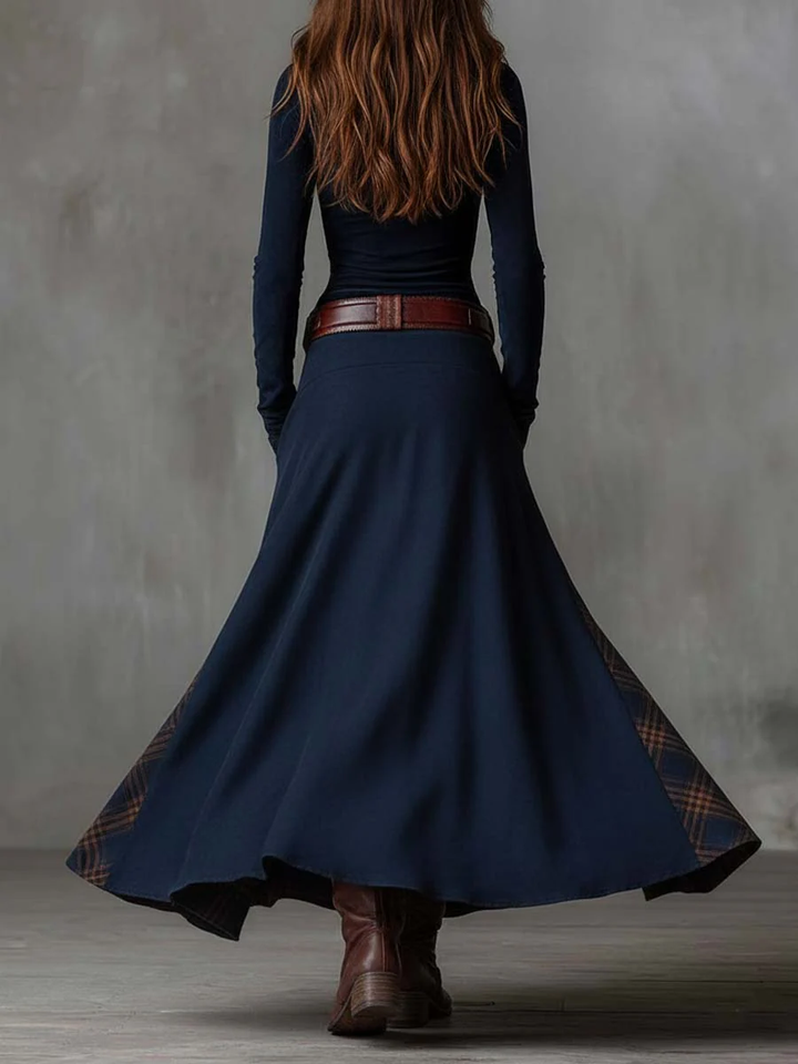Élise | Faux Suede Maxi Dress with Belt