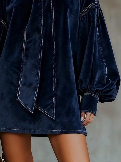 Tiffany | Velvet Bow-Neck Mini Dress