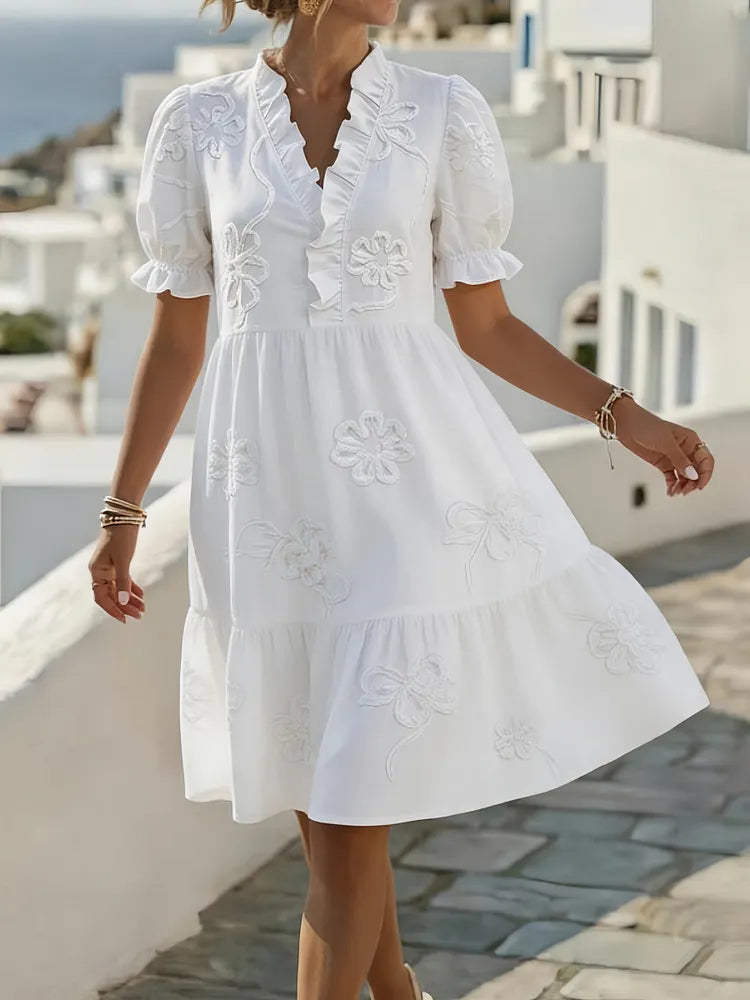 Elisa | Textured Floral Midi Dress