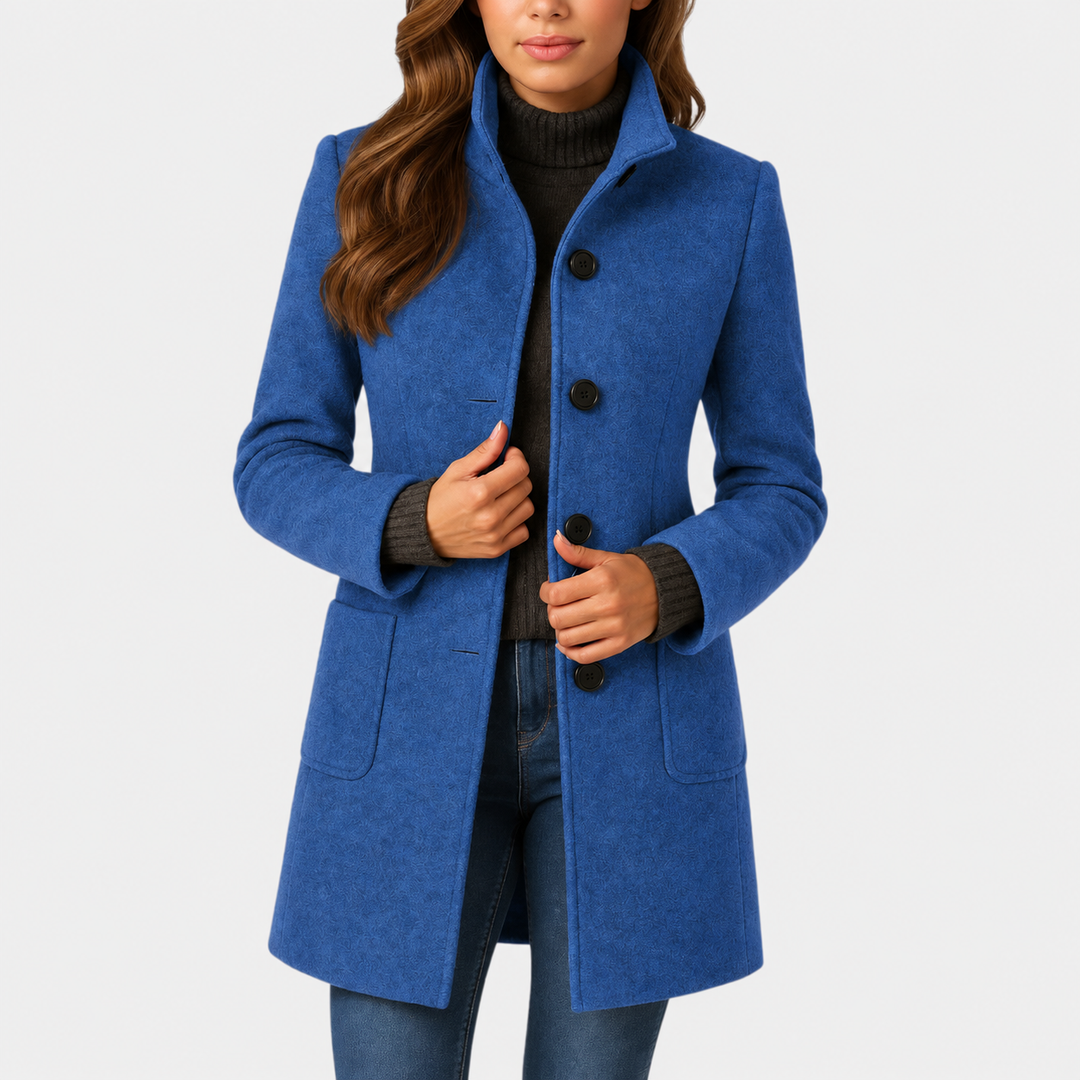 Clara elegant button coat in blue