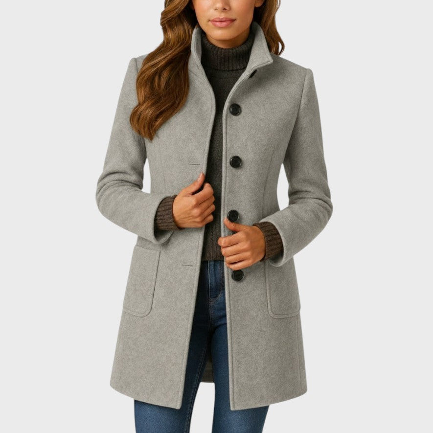 Clara elegant button coat in gray