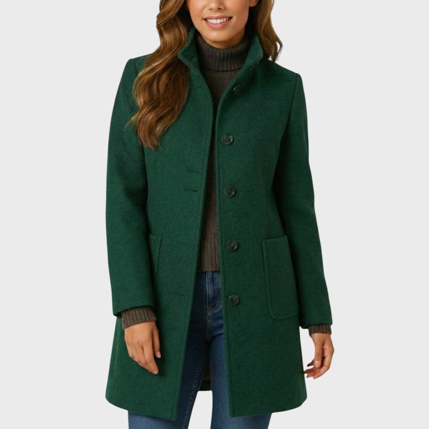 Clara elegant button coat in green