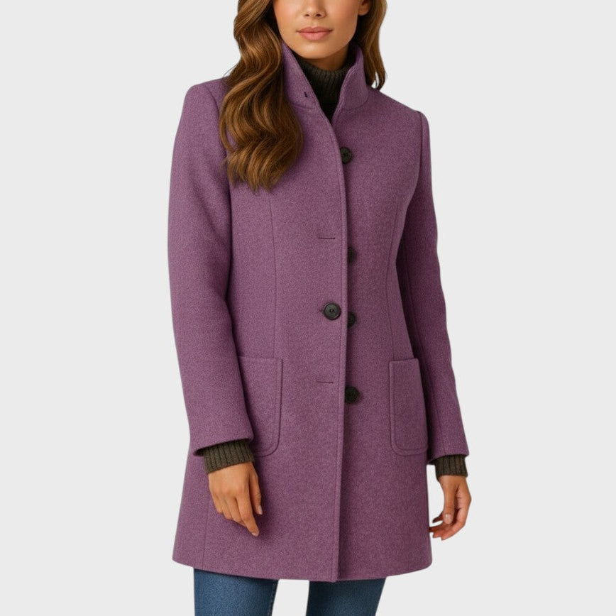 Clara elegant button coat in purple