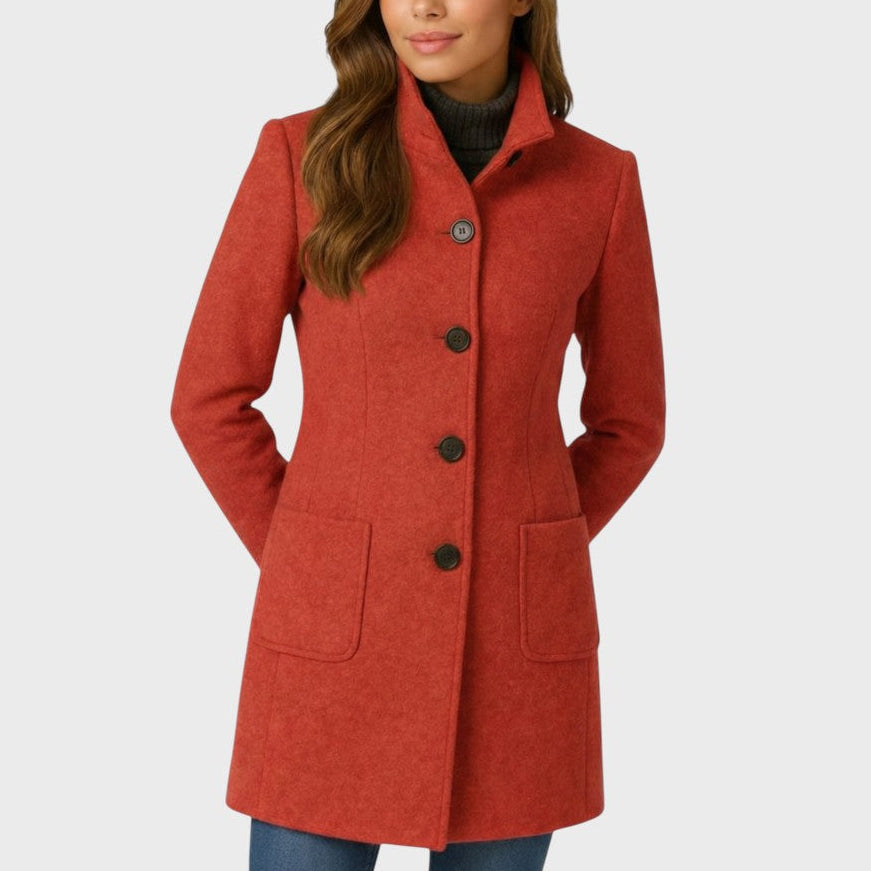 Clara elegant button coat in red