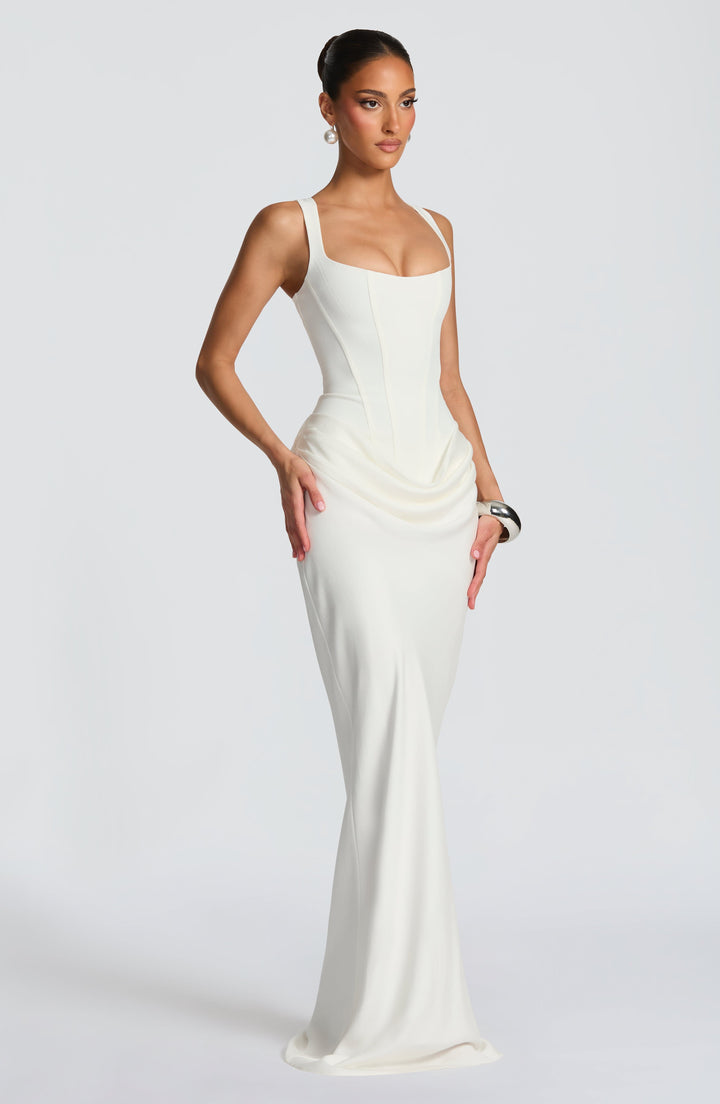 Eleanor | Square-Neck Satin Maxi Dress