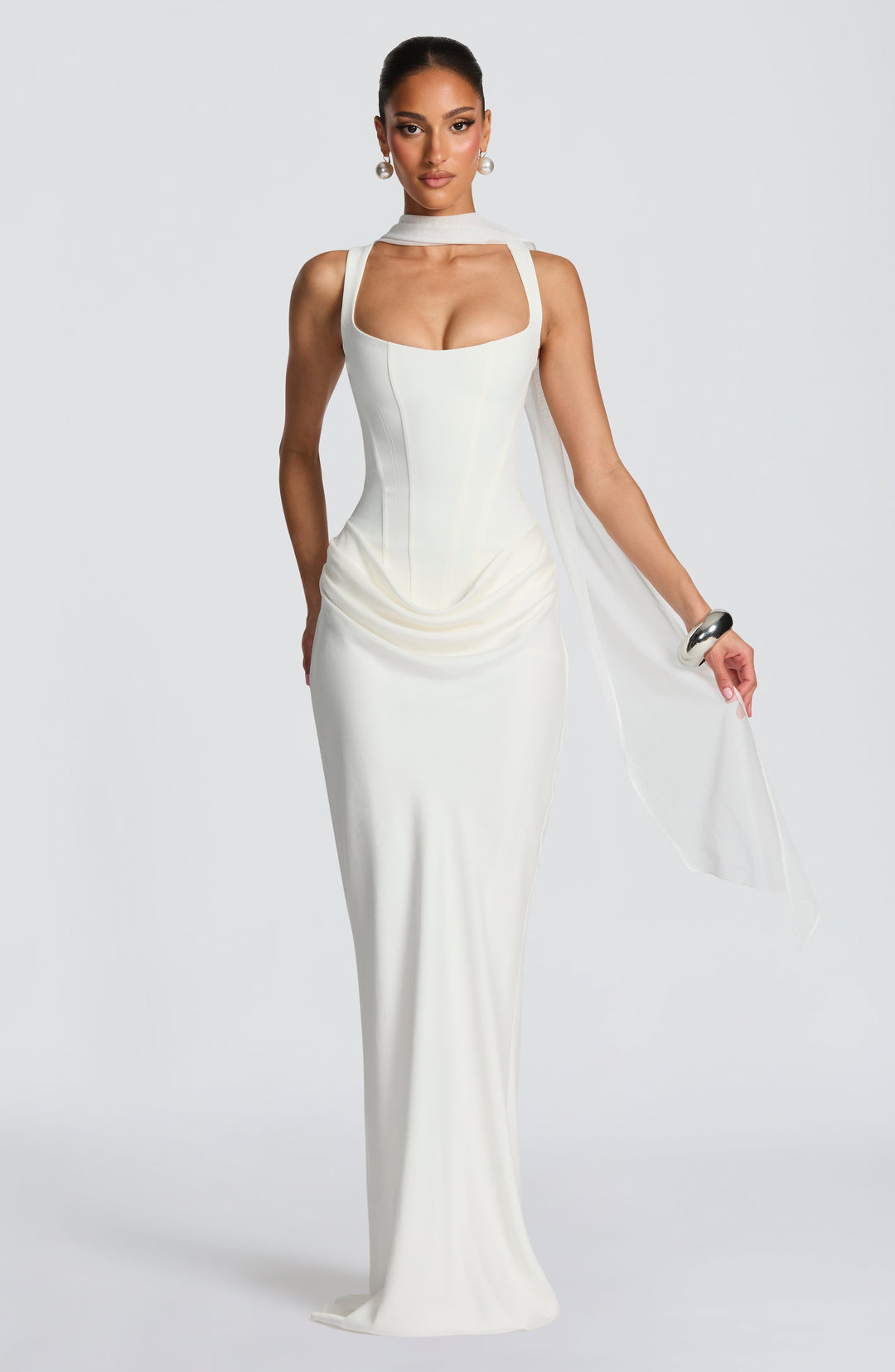 Eleanor | Square-Neck Satin Maxi Dress