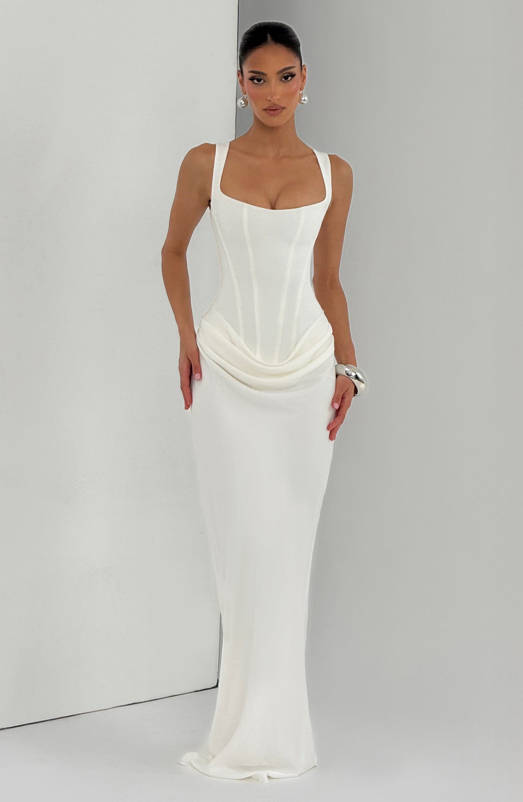 Eleanor | Square-Neck Satin Maxi Dress