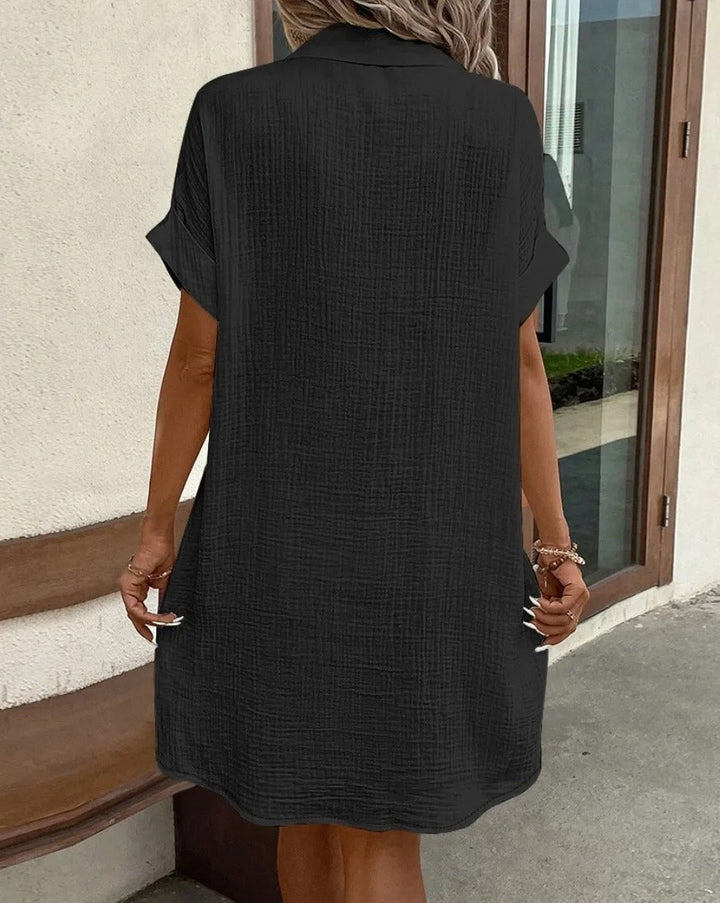 Savannah | Linen Blend Midi Shirt Dress