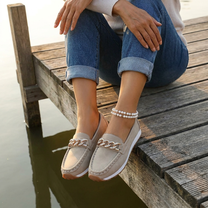 Elle - Orthopedic Diamond Buckle Loafers