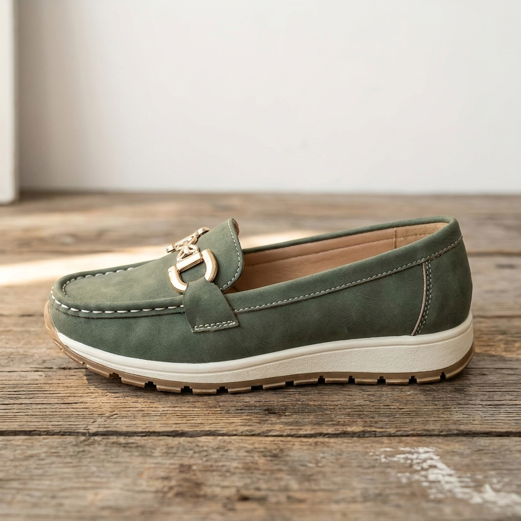 Eloise - Green Buckle Loafers