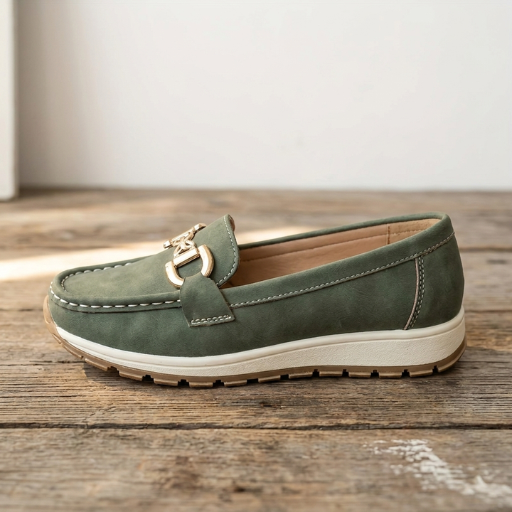 Eloise - Green Buckle Loafers