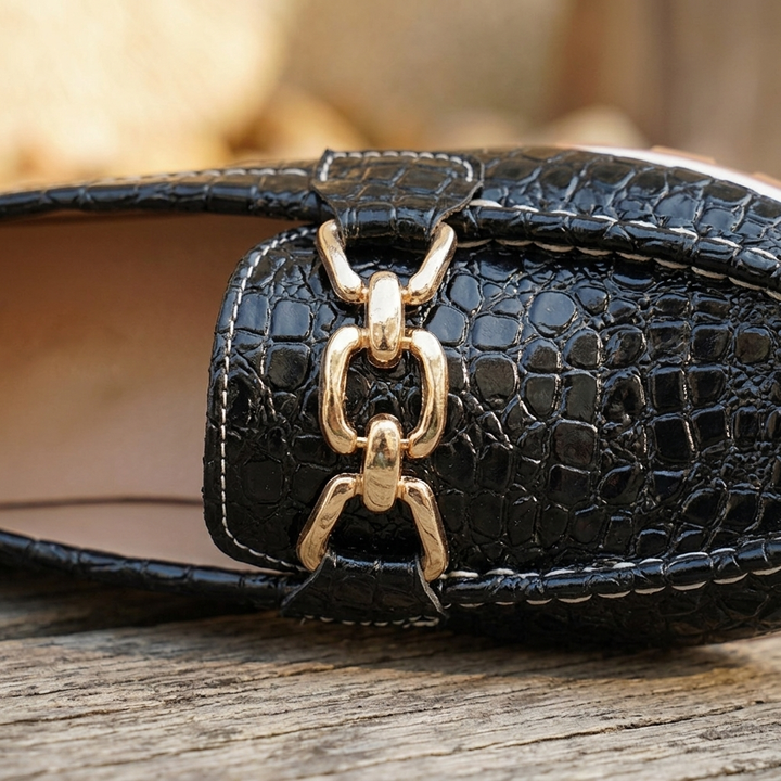 Emmy - Black Crocodile Loafers