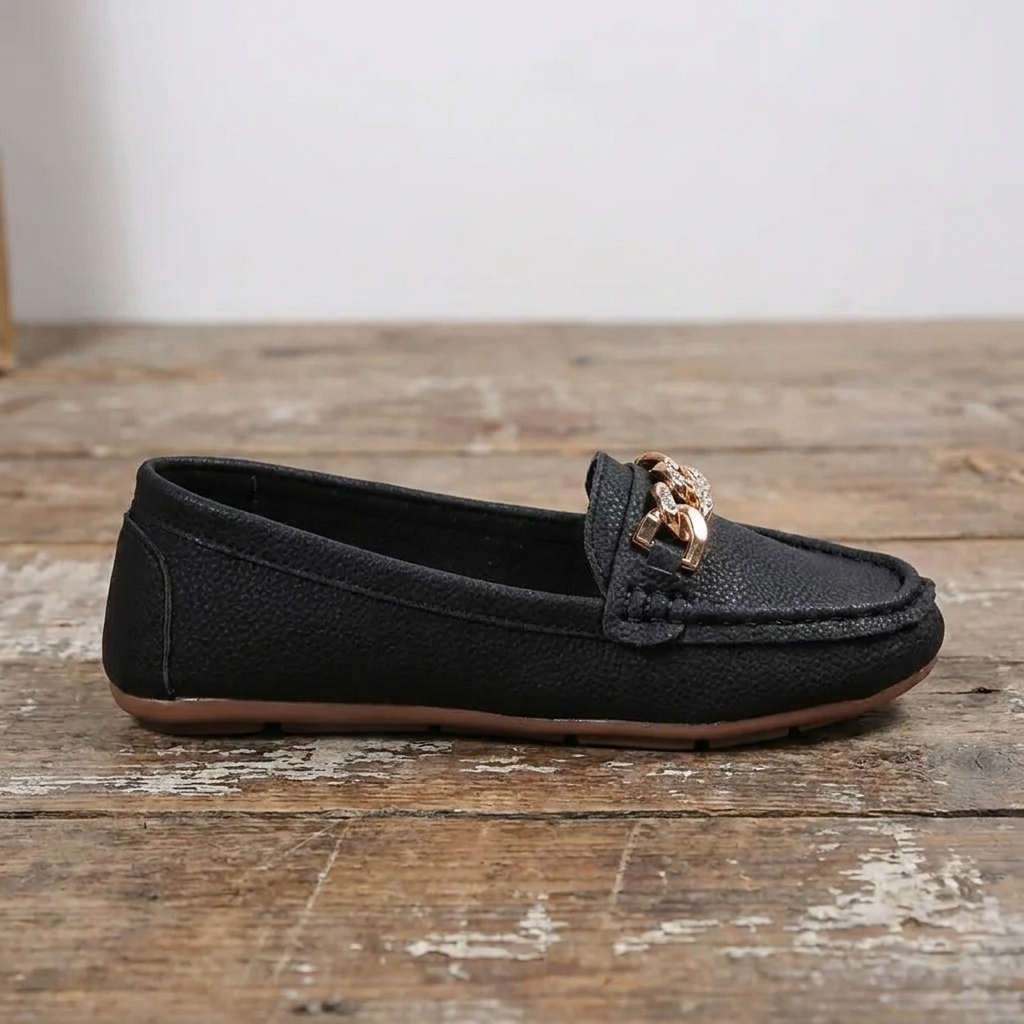Eden - Flat Diamond Buckle Loafers