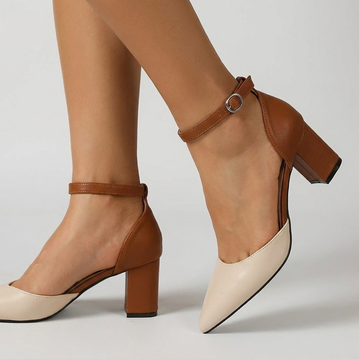 Marielle | Women's Two-Tone Strap Block Heels
