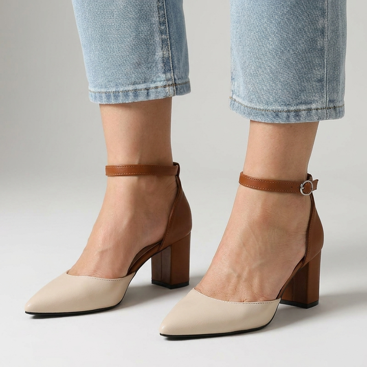 Marielle | Women's Two-Tone Strap Block Heels