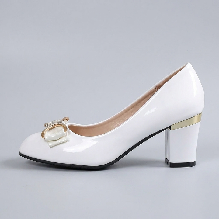 Evelyn | Women's Bow Detail Block Heel Pumps