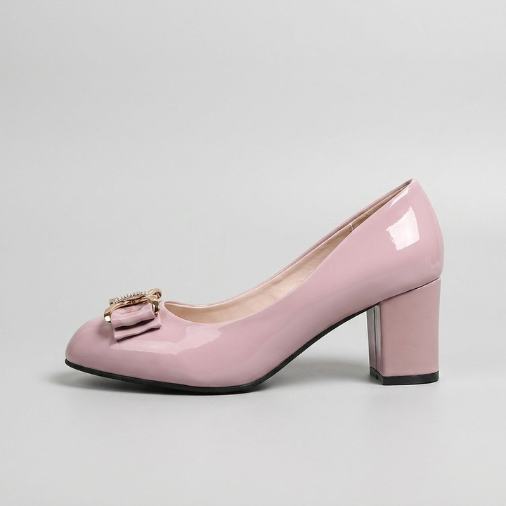 Evelyn | Women's Bow Detail Block Heel Pumps