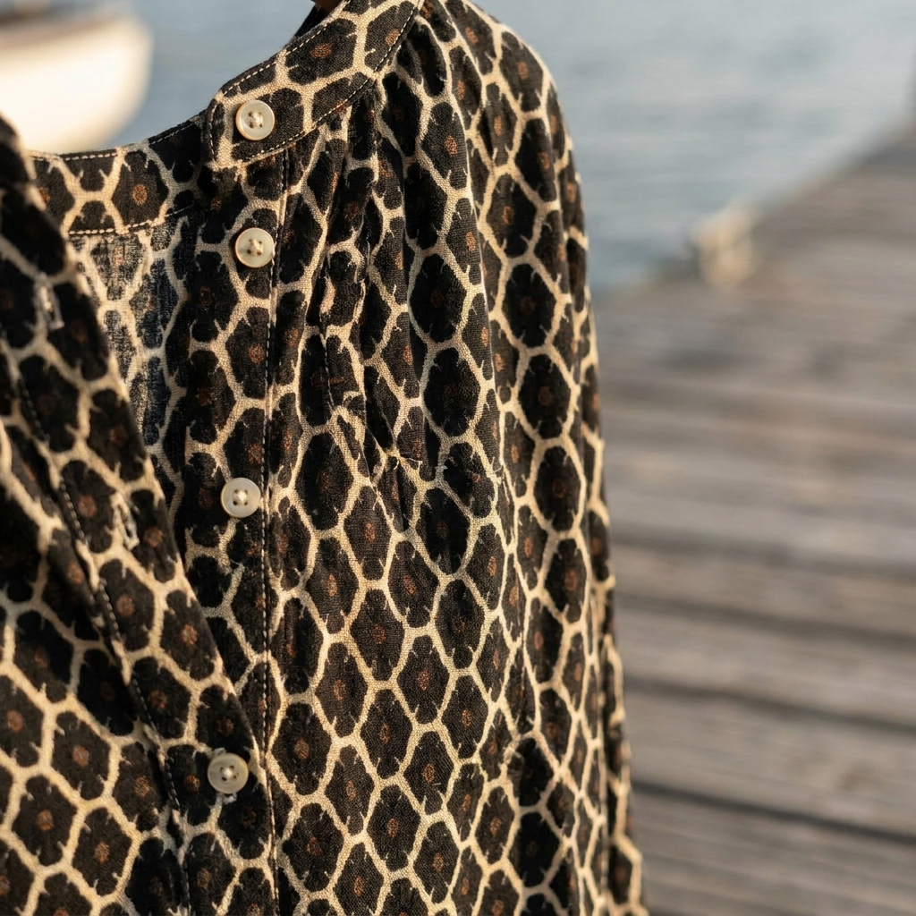 Vivienne | Geometric Print V-Neck Blouse