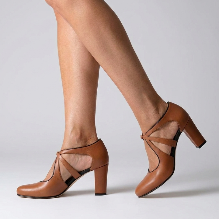 Camille™ | Elegant Genuine Leather Comfort Heels