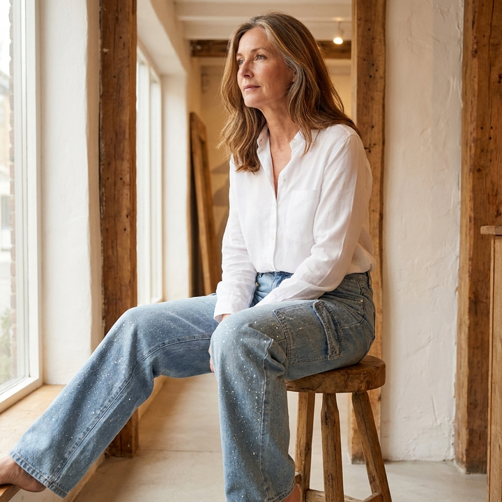 Raphaelle | Trendy Starry Denim Cargo Pants