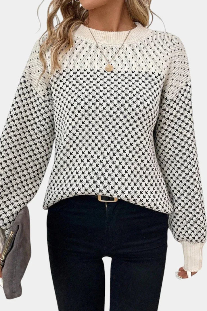 Rachael – Color-Block Crew Neck Sweater