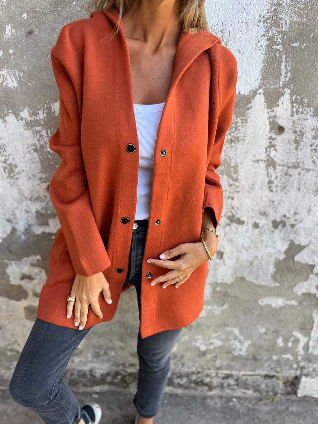 CHIC LONG HOODED CARDIGAN