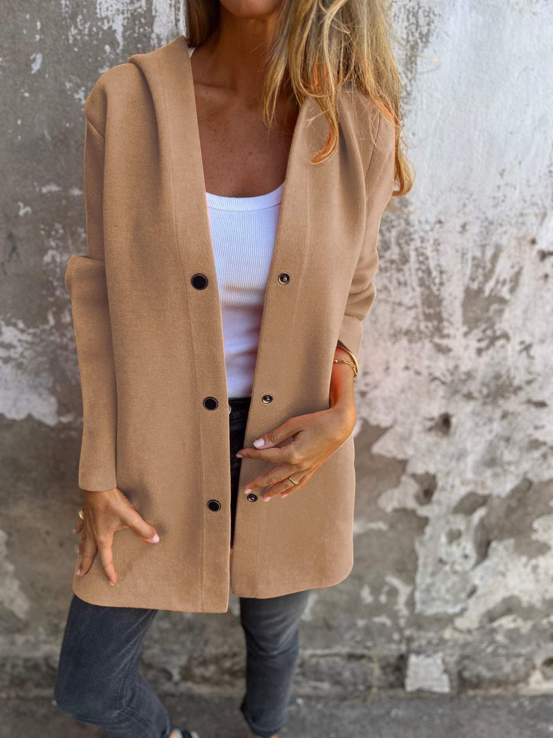 CHIC LONG HOODED CARDIGAN