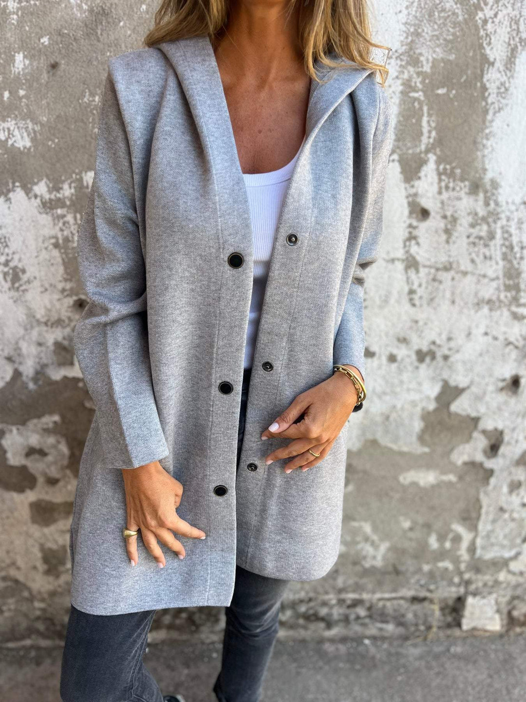 CHIC LONG HOODED CARDIGAN