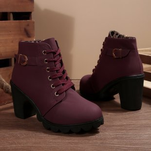 Romane – Lace-Up Ankle Boots with Metal Buckle