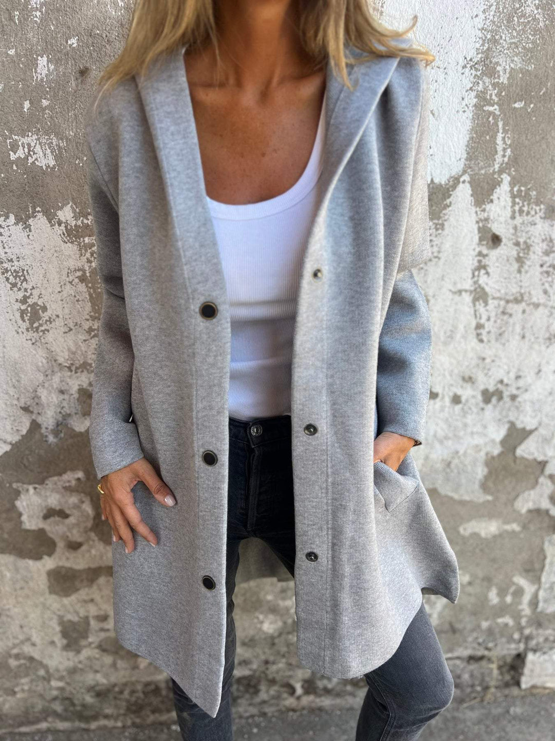 CHIC LONG HOODED CARDIGAN