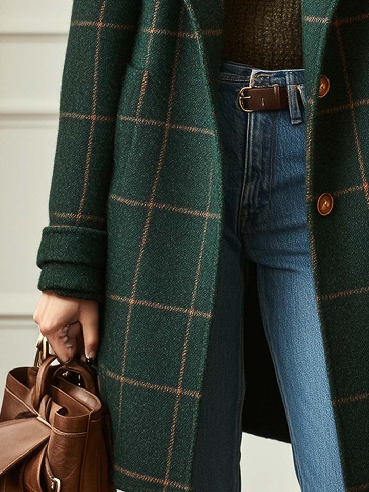 WOOL-EFFECT PLAID COAT