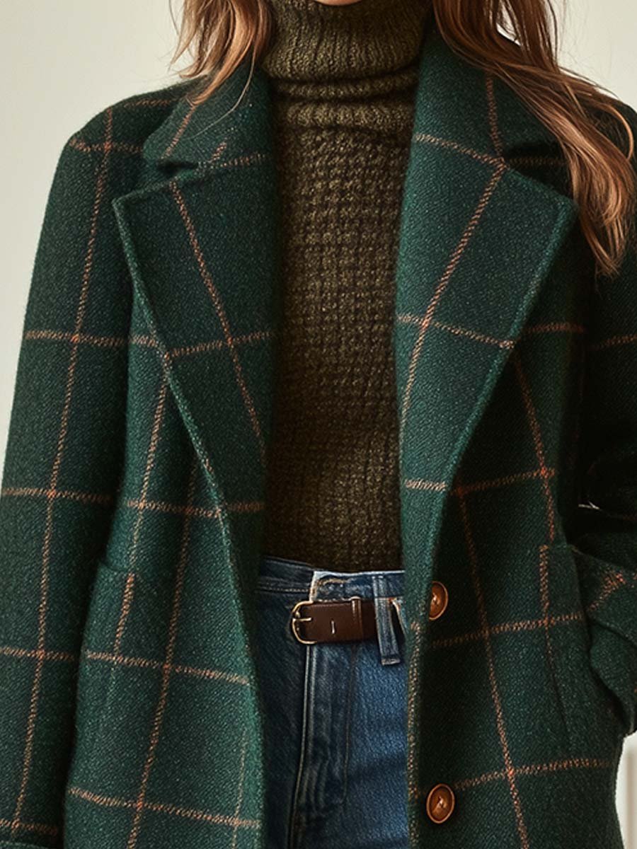 WOOL-EFFECT PLAID COAT