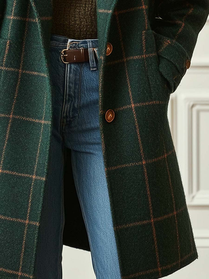 WOOL-EFFECT PLAID COAT