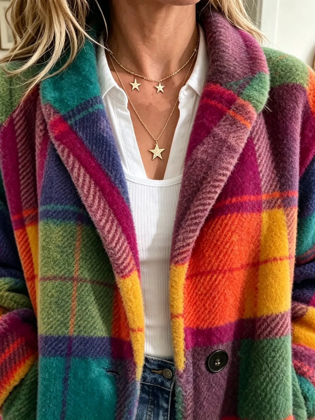 Claudette – Multicolor Plaid Arka Coat