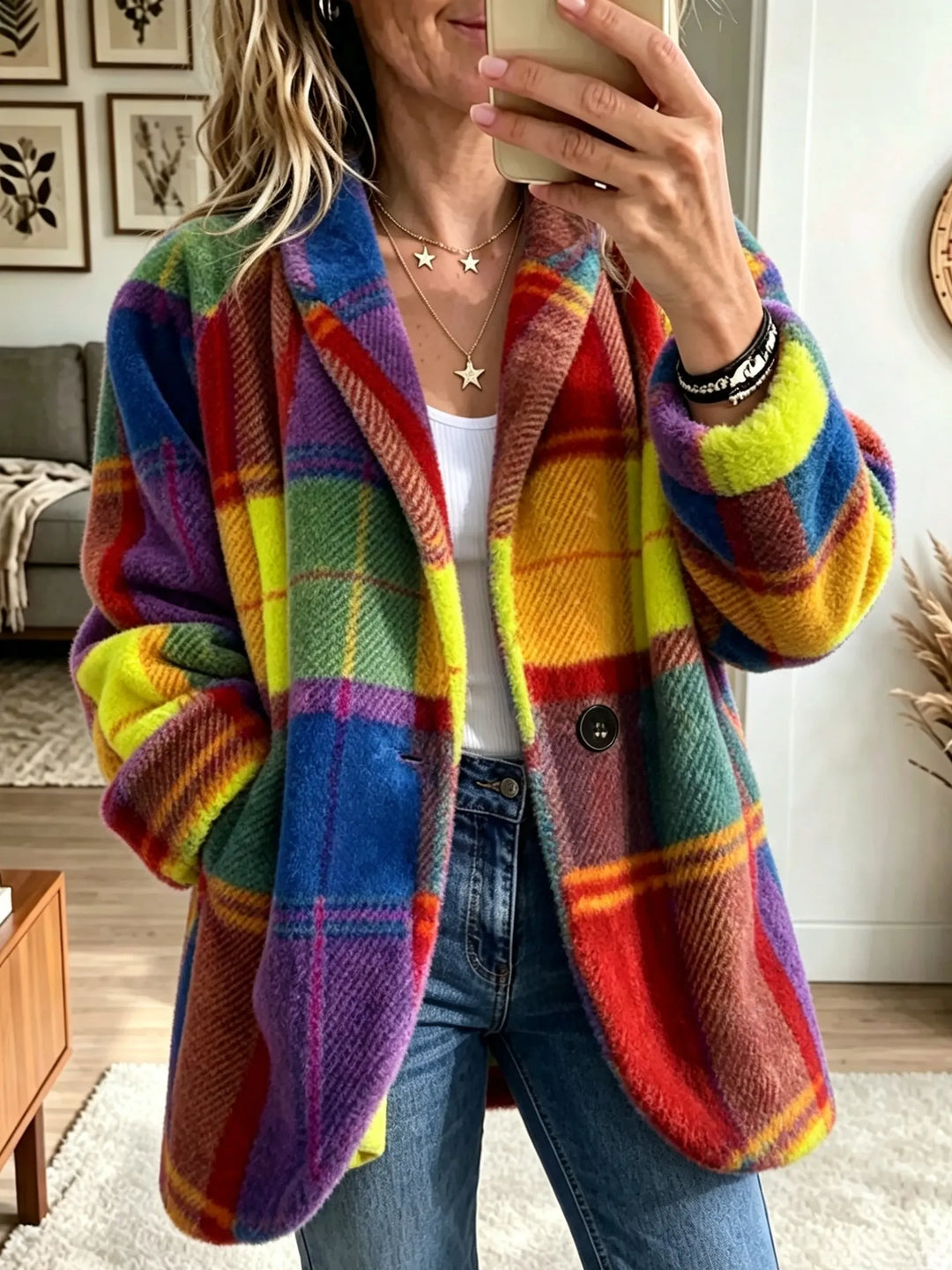 Claudette – Multicolor Arka Plaid Coat