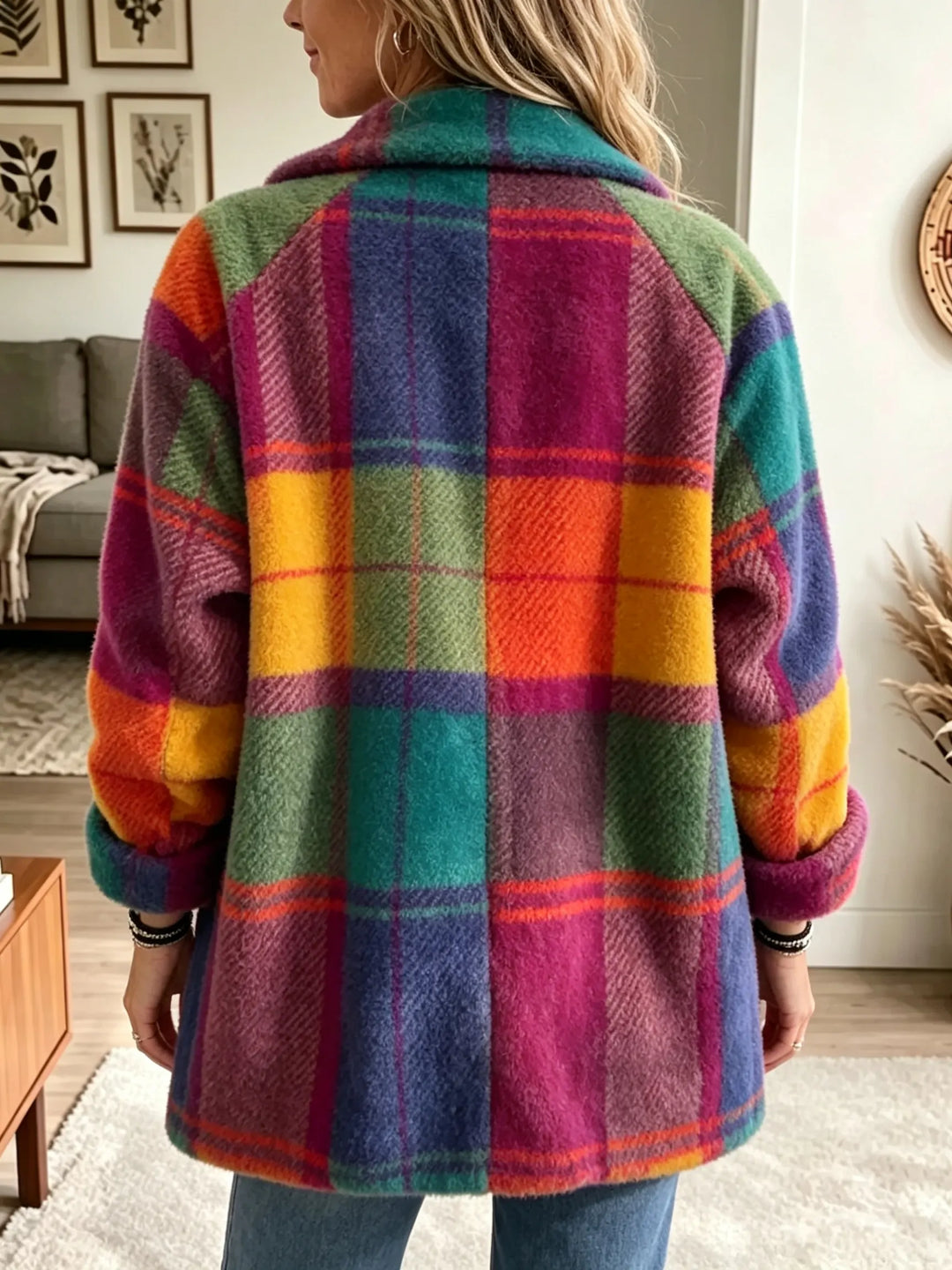 Claudette – Multicolor Plaid Arka Coat
