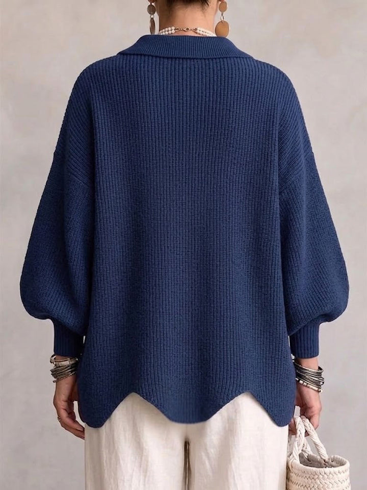 Isadora – Oversized Collared Cardigan with Large Metal Buttons